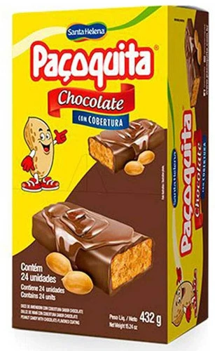 PAÇOCA COBERTA COM CHOCOLATE PAÇOQUITA 18GR COM 24UN SANTA HELENA