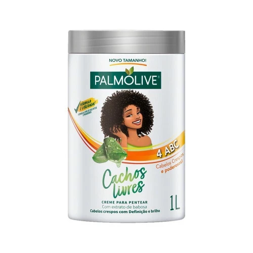 CREME PARA PENTEAR COM EXTRATO DE BABOSA PALMOLIVE CACHOS LIVRES POTE 1L