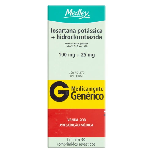 LOSARTANA POTSICA 100MG HIDROCLOROTIAZIDA 25MG MEDLEY CAIXA 30 COMPRIMIDOS REVESTIDOS