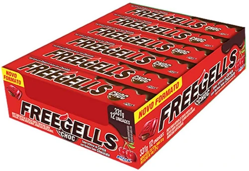 FREEGELLS DROPS CHOCOLATE COM CEREJA COM 12 RICLAN
