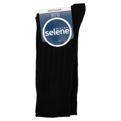 MEIA MASCULINA SOCIAL PRETA SELENE Nº 39 43 COD 8029 001 6 550