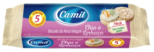 BISCOITO CAMIL 90G ARROZ INTEGRAL MINI CHIA LINHAÇA