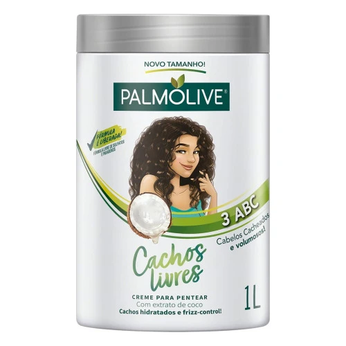 CREME PARA PENTEAR COM EXTRATO DE COCO PALMOLIVE CACHOS LIVRES POTE 1L