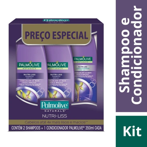 KIT 2 SHAMPOOS + 1 CONDICIONADOR PALMOLIVE NATURALS NUTRI-LISS 350ML CADA