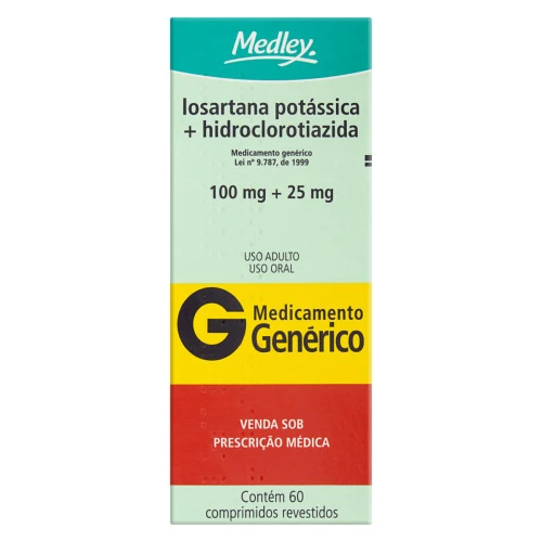 LOSARTANA POTSICA 100MG HIDROCLOROTIAZIDA 25MG MEDLEY CAIXA 60 COMPRIMIDOS REVESTIDOS