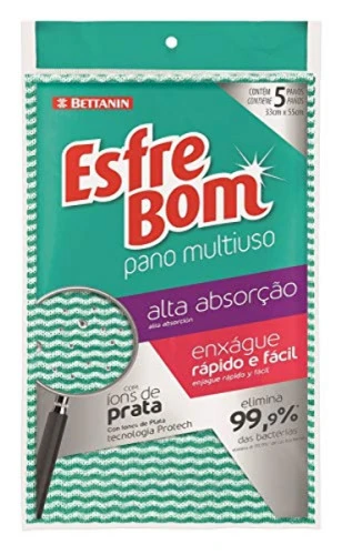 PANO MULTIUSO VERDE ESFREBOM ALTA ABSORÇÃO 5 UNIDADES