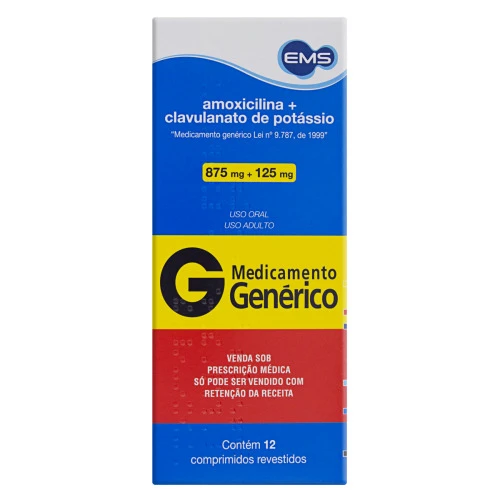 AMOXICILINA CLAVULANATO DE POTSIO 875MG 125MG EMS CAIXA 12 COMPRIMIDOS REVESTIDOS