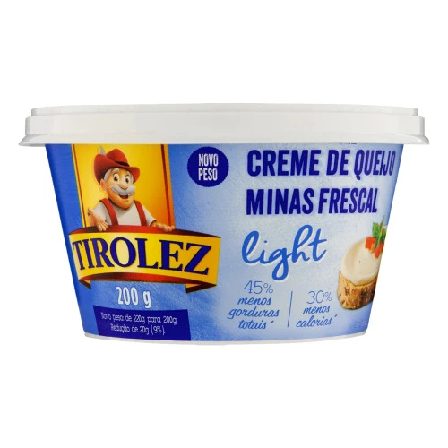 CREME DE QUEIJO MINAS FRESCAL LIGHT TIROLEZ POTE 200G