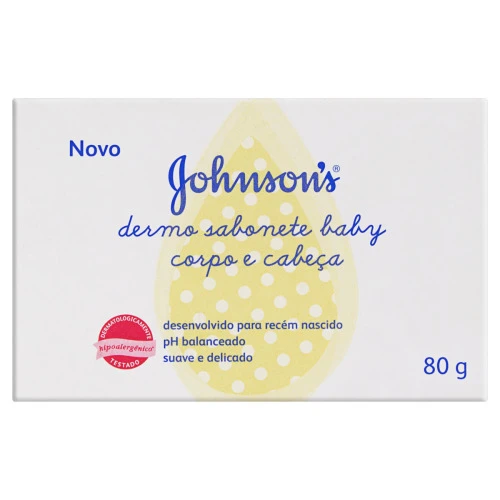 SABONETE INFANTIL EM BARRA DERMO CORPO E CABEÇA JOHNSONS CAIXA 80G