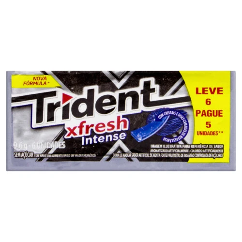 GOMA DE MASCAR MENTA FORTE INTENSE ZERO AÇÚCAR TRIDENT XFRESH ENVELOPE 9 6G LEVE 6 PAGUE 5 UNIDADES