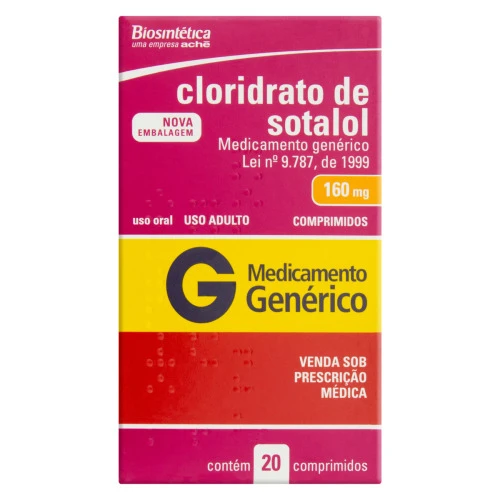 CLORIDRATO DE SOTALOL 160MG ACHÊCAIXA 20 COMPRIMIDOS