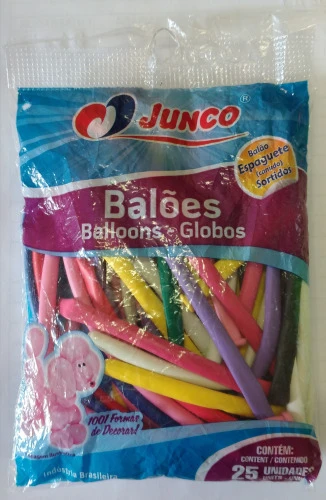 BALÃO JUNIDADECO ESPAGUETE SORTIDO COM 25 UNIDADE