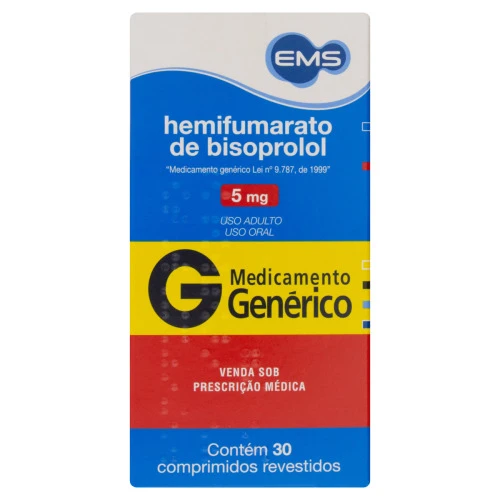 HEMIFUMARATO DE BISOPROLOL 5MG EMS CAIXA 30 COMPRIMIDOS REVESTIDOS