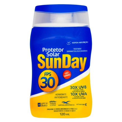 PROTETOR SOLAR FPS 30 SUNDAY FRASCO 120ML