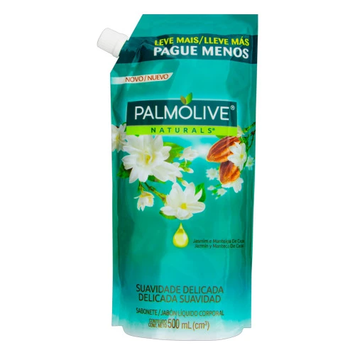 SABONETE LÍQUIDO SUAVIDADE DELICADA PALMOLIVE NATURALS SACHÊ 500ML REFIL LEVE MAIS PAGUE MENOS