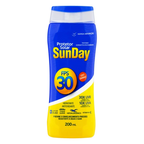 PROTETOR SOLAR FPS 30 SUNDAY FRASCO 200ML