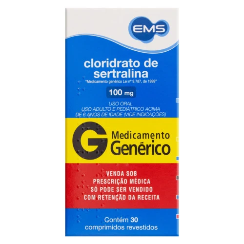CLORIDRATO DE SERTRALINA 100MG EMS CAIXA 30 COMPRIMIDOS REVESTIDOS