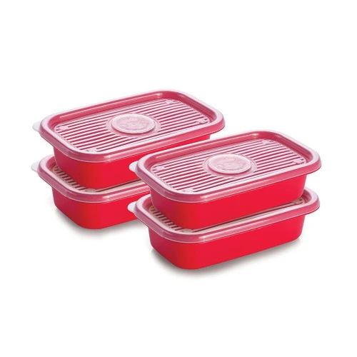 CONJUNTO POTE PLÁSTICO POP PLASÚTIL COM 4 UNIDADES VERMELHO