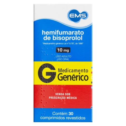 HEMIFUMARATO DE BISOPROLOL 10MG EMS CAIXA 30 COMPRIMIDOS REVESTIDOS