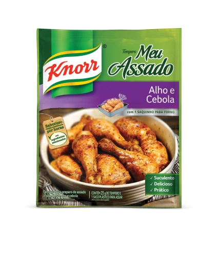TEMPERO EM PÓ ALHO E CEBOLA KNORR MEU ASSADO PACOTE 25G