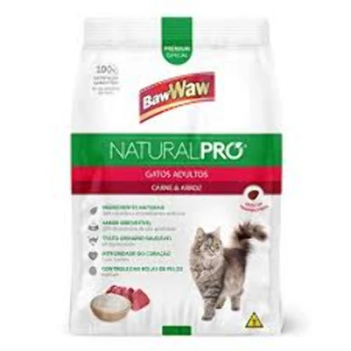 RAÇÃO BAW WAW NAT PRO PARA GATOS CAR AZ 500G