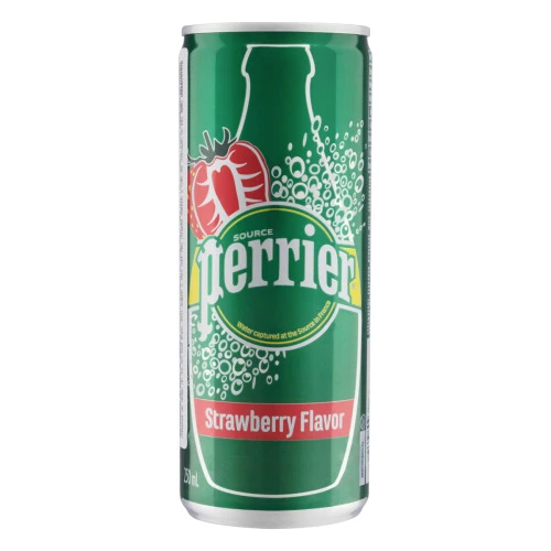ÁGUA SABORIZADA COM GÁS MORANGO PERRIER LATA 250ML