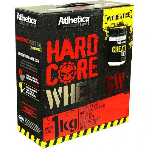 HARDCORE 5 WHEY WWHEY CREAT ULTRA DE MORANGO 1KG ATLHETICA