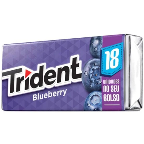 GOMA DE MASCAR TRIDENT BLUEBERRY COM 18 UNIDADES
