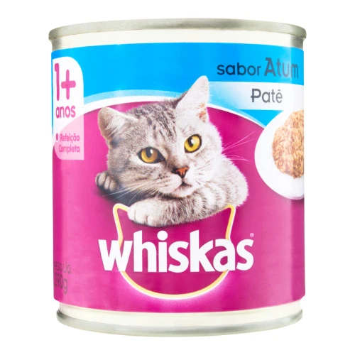 PATÊ PARA GATOS ADULTOS 1 ATUM WHISKAS LATA 290G
