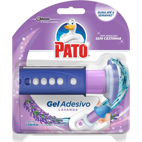 DESODORIZADOR SANITÁRIO PATO GEL ADESIVO APLICADOR + REFIL LAVANDA 6 DISCOS