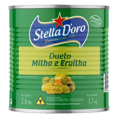 ERVILHA E MILHO VERDE EM CONSERVA DUETO STELLA DORO LATA 1 7KG