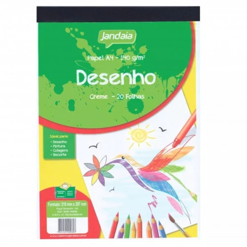 BLOCO DE PAPEL CANSON 20 FOLHAS 219G JANDAIA