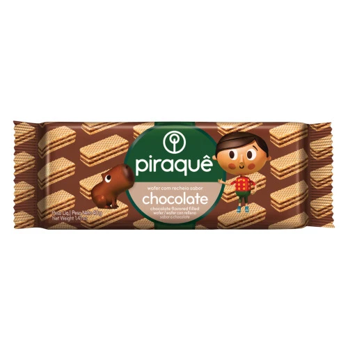 BISCOITO WAFER RECHEIO CHOCOLATE PIRAQUÊ PACOTE 40G