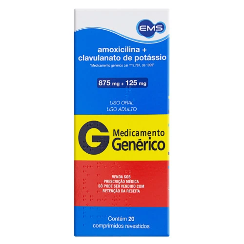 AMOXICILINA CLAVULANATO DE POTSIO EMS CAIXA 20 COMPRIMIDOS REVESTIDOS