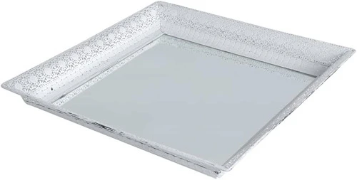 BANDEJA METAL ESPELHADA E AZULADA ROJEMAC AZULADA 50X50X7CM