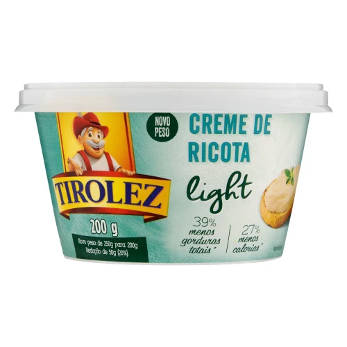 CREME DE QUEIJO RICOTA LIGHT TIROLEZ POTE 200G