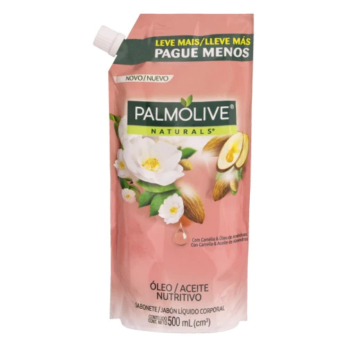 SABONETE LÍQUIDO ÓLEO NUTRITIVO PALMOLIVE NATURALS SACHÊ 500ML REFIL LEVE MAIS PAGUE MENOS