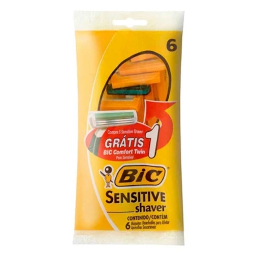 KIT APARELHO DE BARBEAR BIC SENSITIVE SHAVER 5 UNIDADES  1 BIC COMFORT TWIN