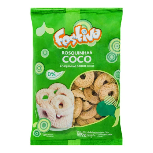 BISCOITO ROSQUINHA COCO FESTIVA PACOTE 300G