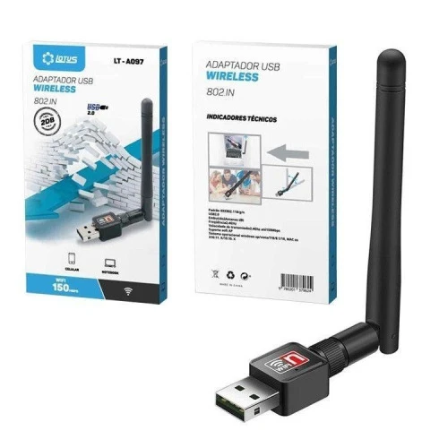 ADAPTADOR RECEPTOR WIRELESS 802 USB WIFI ANTENA - LOTUS
