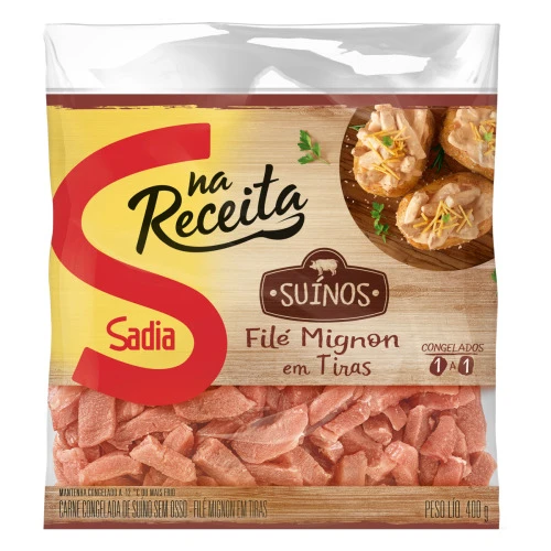 FILÉ MIGNON SUÍNO EM TIRAS SADIA CONGELADO PACOTE 400G