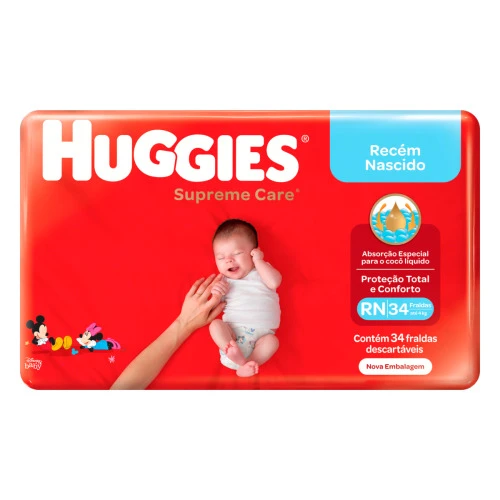 FRALDA HUGGIES SUPREME CARE RN - 34 UNIDADES