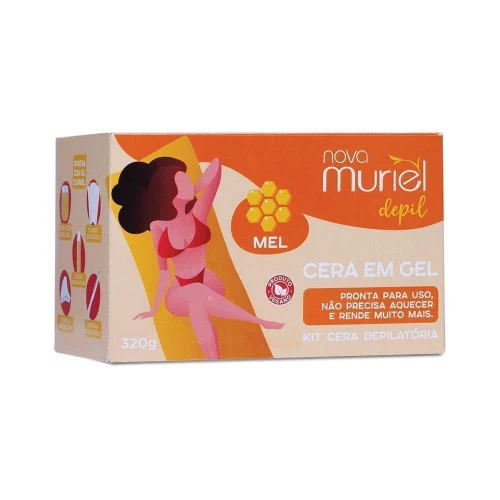 MURIEL KIT CERA DEPILATÓRIA GEL POTE MEL 320G