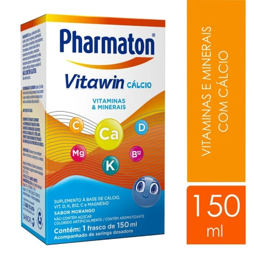 PHARMATON VITAWIN CÁLCIO SANOFI AVENTIS INFANTIL MORANGO 150ML