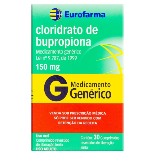 CLORIDRATO DE BUPROPIONA 150MG EUROFARMA CAIXA 30 COMPRIMIDOS REVESTIDOS