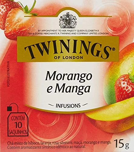 CHÁ MORANGO E MANGA TWININGS INFUSIONS CAIXA 15G 10 UNIDADES