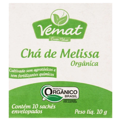 CHÁ ORGÂNICO MELISSA VEMAT CAIXA 10G 10 UNIDADES