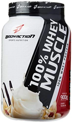 WHEY 100 MUSCLE 900G BAÚ POTE V24 BODY ACTION
