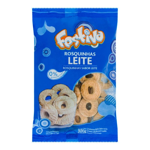 BISCOITO ROSQUINHA LEITE FESTIVA PACOTE 300G
