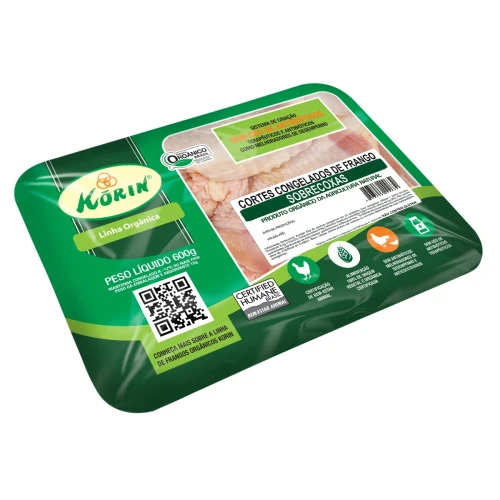 SOBRECOXA DE FRANGO ORGÂNICA CONGELADO KORIN BANDEJA 600G